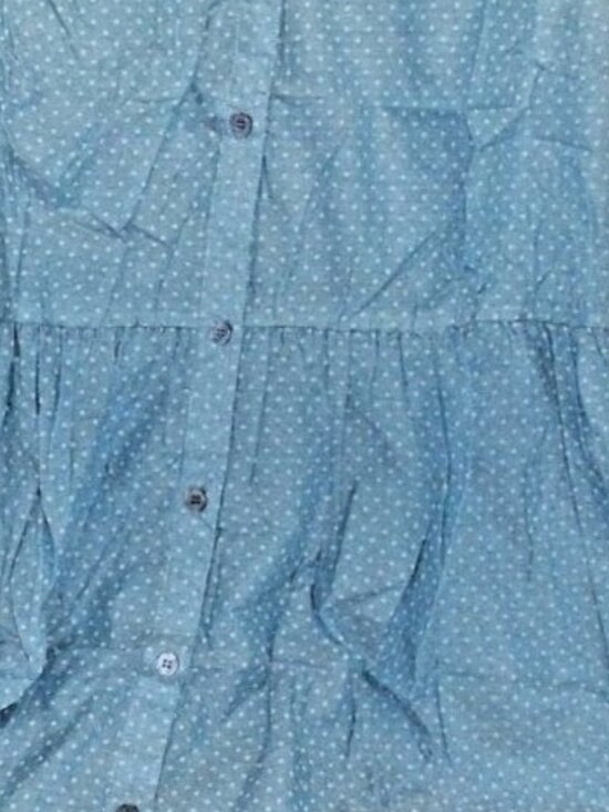 None Dresses & Skirts - Sugar Kisses Junior's Plus Short Woven Polka Dot Dress Chambray Blue 2X New